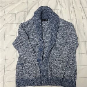 Express Blue Marled Shawl Collar Cardigan Sweater